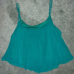Teal flowy crop top